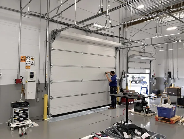 Commercial garage door repair being performed by Berea Garage Door Repair expert in Berea