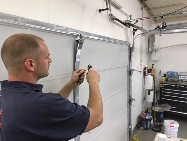 Before and after garage door dent repair by Berea Garage Door Repair in Berea
