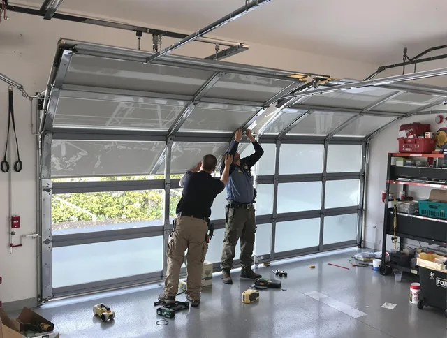 Berea Garage Door Repair expert performing precise panel replacement on Berea garage door